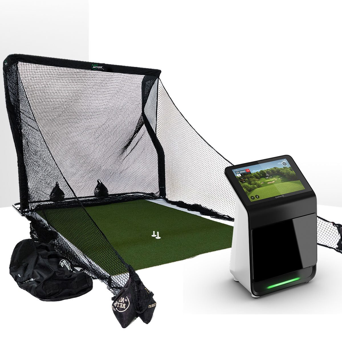 Garmin Approach R50 Golf Launch Monitor Home Net Studio with The Net Return Premium Hitting Net Package