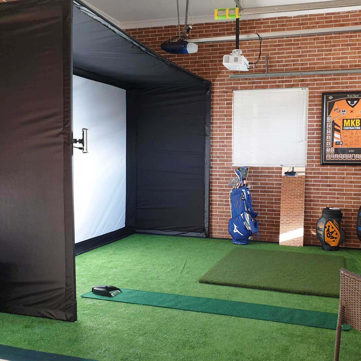 Garmin Approach R50 with PlayBetter SimStudio™ COMPLETE Package | Golf Simulator Studio with Impact Screen, Enclosure, Side Barriers, Hitting/Putting Mats, Projector & Wireless HDMI Transmitter