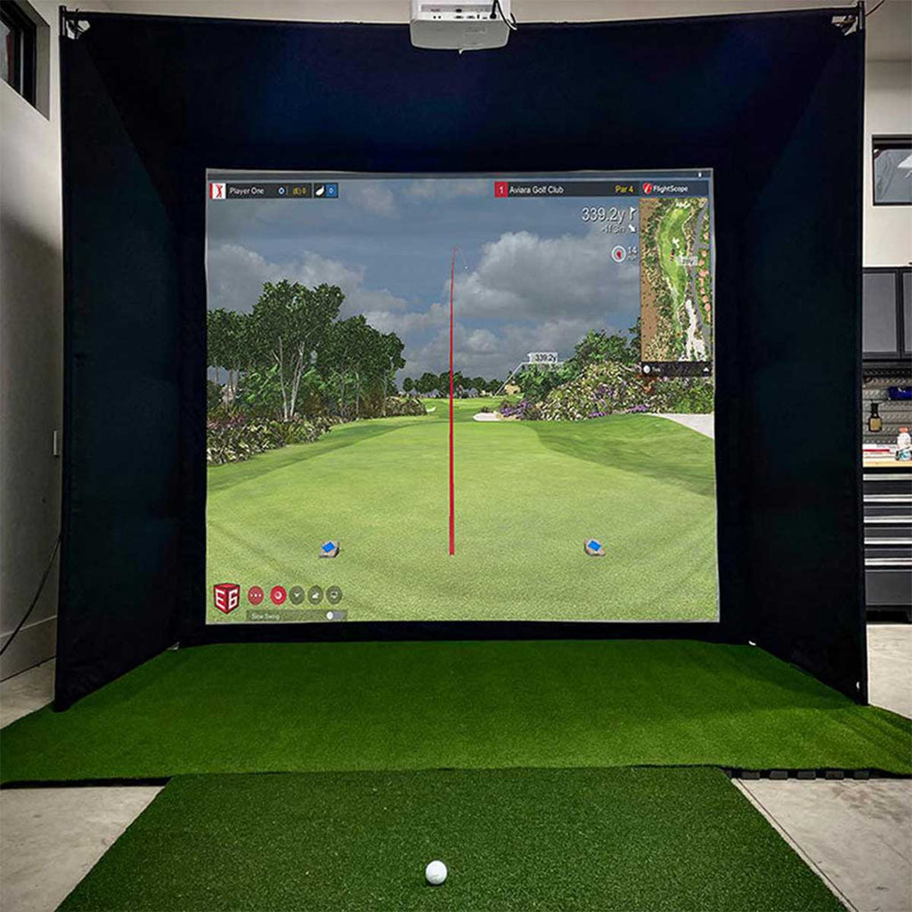 Garmin Approach R50 with PlayBetter SimStudio™ COMPLETE Package | Golf Simulator Studio with Impact Screen, Enclosure, Side Barriers, Hitting/Putting Mats, Projector & Wireless HDMI Transmitter