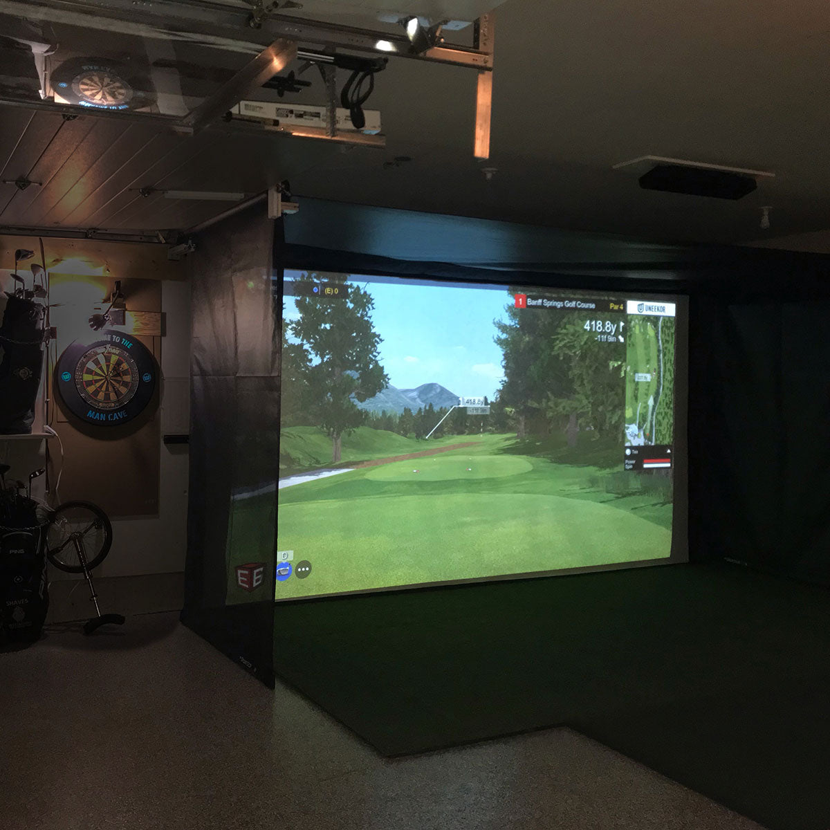 Garmin Approach R10 SportScreen Vanish Retractable Golf Studio Complete Package | Home Golf Simulator Studio with Impact Screen, Enclosure, Hitting Mat, Putting Turf & Projector