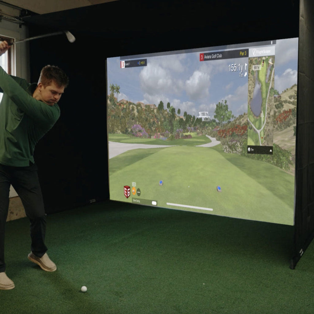 Garmin Approach R50 SportScreen Vanish Retractable Golf Studio Complete Package | Home Golf Simulator Studio with Impact Screen, Enclosure, Hitting Mat, Putting Turf & Projector
