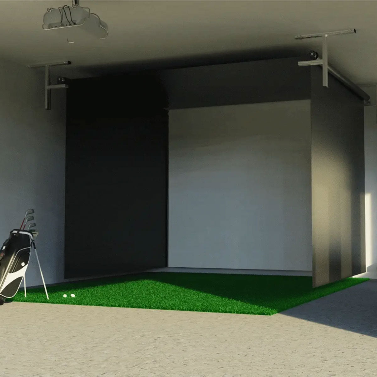 Garmin Approach R50 SportScreen Vanish Retractable Golf Studio Complete Package | Home Golf Simulator Studio with Impact Screen, Enclosure, Hitting Mat, Putting Turf & Projector