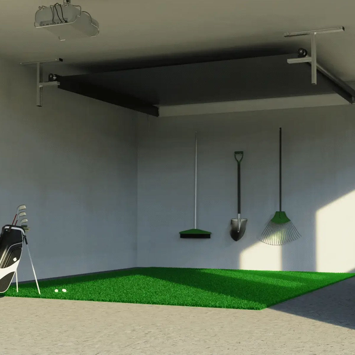 Garmin Approach R50 SportScreen Vanish Retractable Golf Studio Complete Package | Home Golf Simulator Studio with Impact Screen, Enclosure, Hitting Mat, Putting Turf & Projector